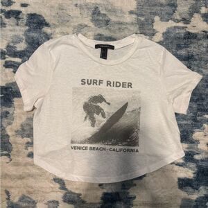 Forever 21: White Surf Rider Graphic Tee